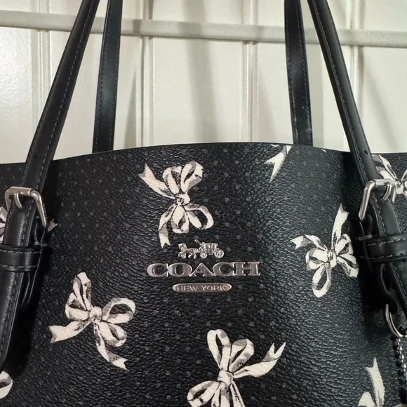 Coach Black Tote with White Bow Print - Picture 3 of 8